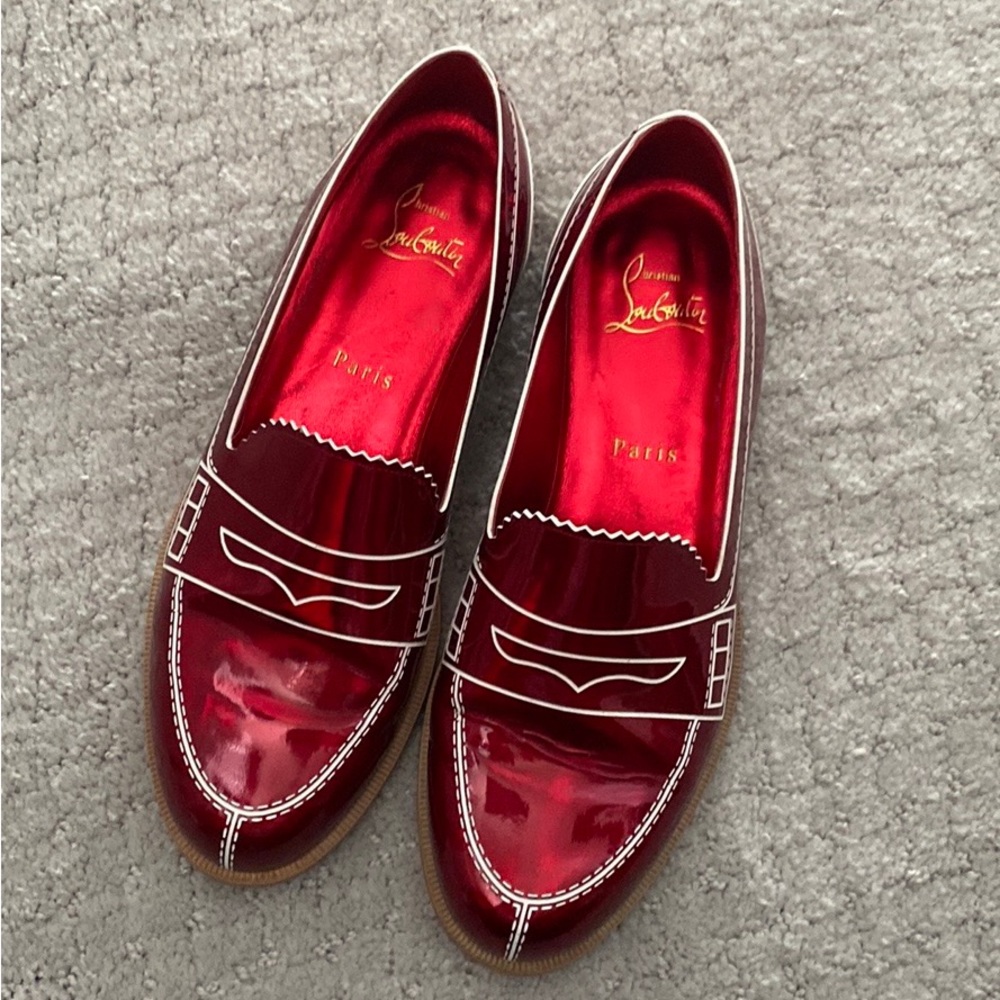 Christian Louboutin Size 37 Mocalaureat Red Loafers